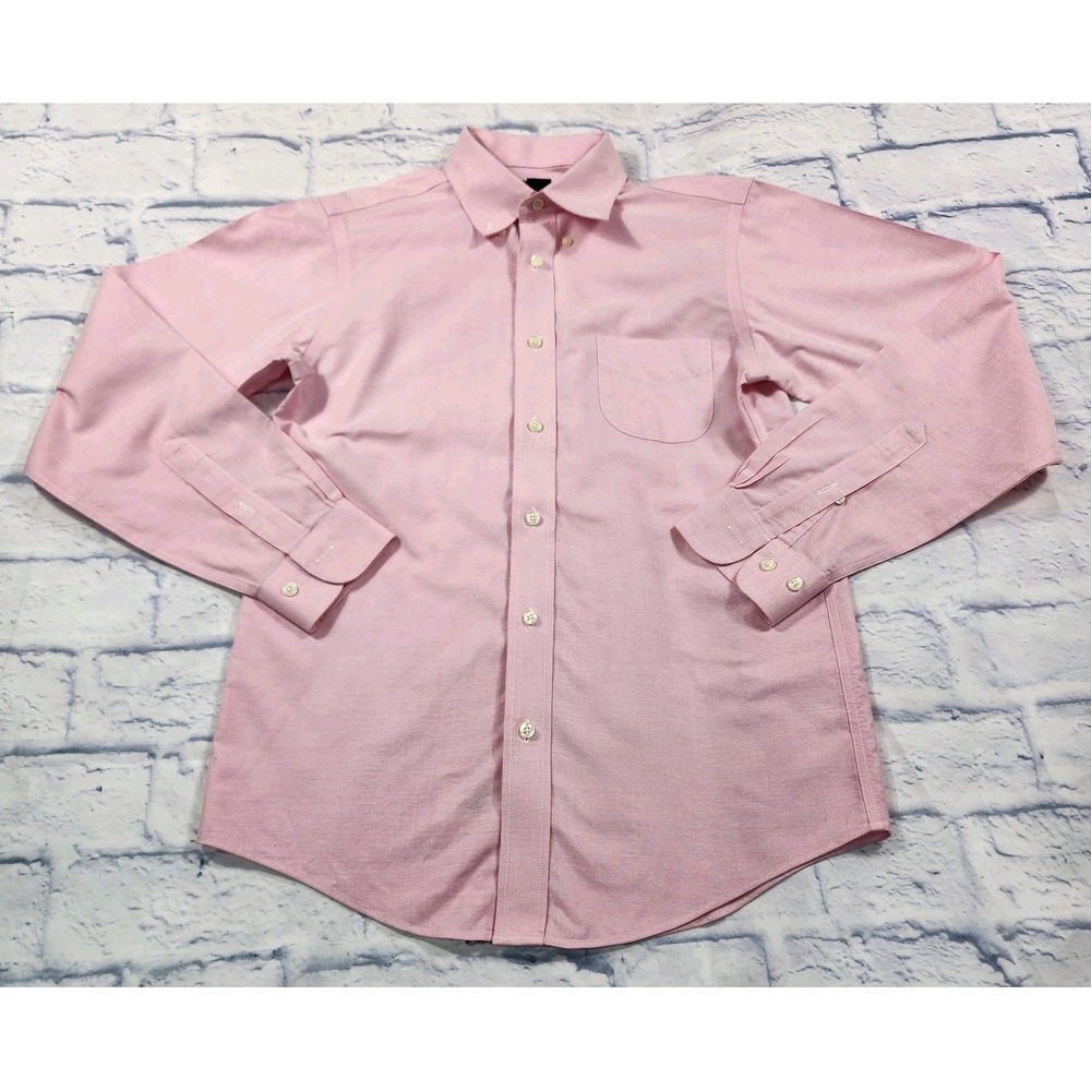 Brooks Brothers Fleece YOUTH BOYS SZ 14 Button Dress Shirt Pink Non Iron Supima